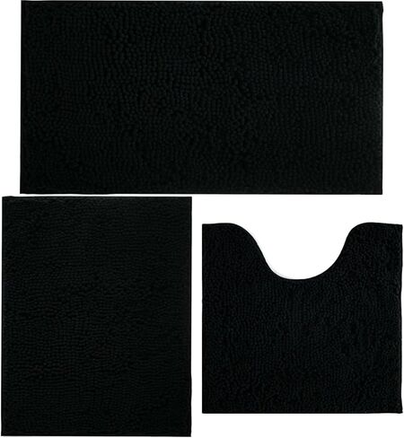 Bathroom Rugs Chenille Bath mat 3 Piece Set, Super Absorbent, Strong PVC Non Slip Backing, Bath mats for Bathroom, Plush Shaggy, Thick, Machine Washable, Bathtub, Shower, Toilet, Red in Saudi Arabia