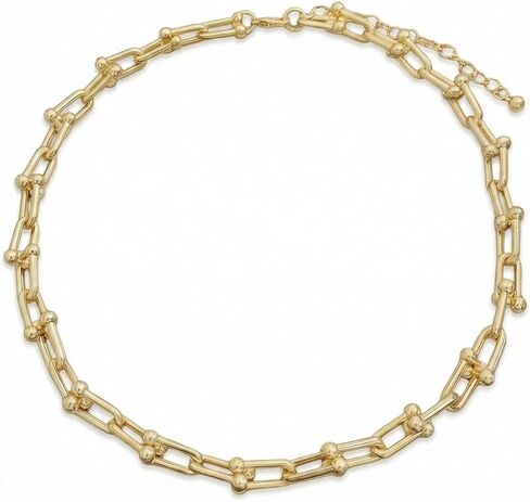 Paperclip Chain Necklace for Women, Chunky Gold & Silver Cuban Link Choker, Hypoallergenic Zinc Alloy Statement Jewelry in Saudi Arabia