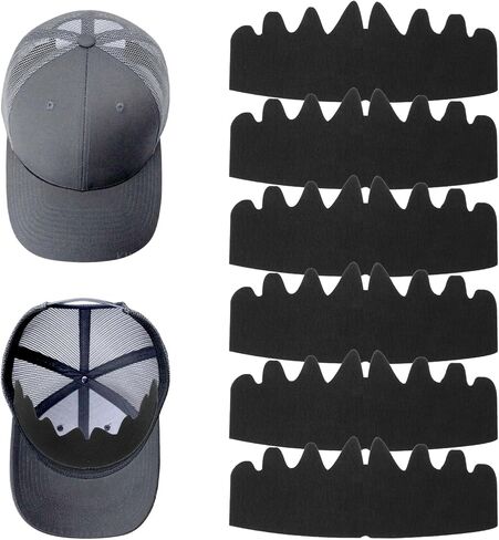 YUXIANLB 6 Pcs Black Baseball Caps Inserts Shapers, Flexible Washable Reusable Hat Liner Cap Fitter Inserts, Felt Hat Sweat Liner Hat Support Brim Shaper for Snapback Caps Fitted Caps Sport Caps in Kuwait