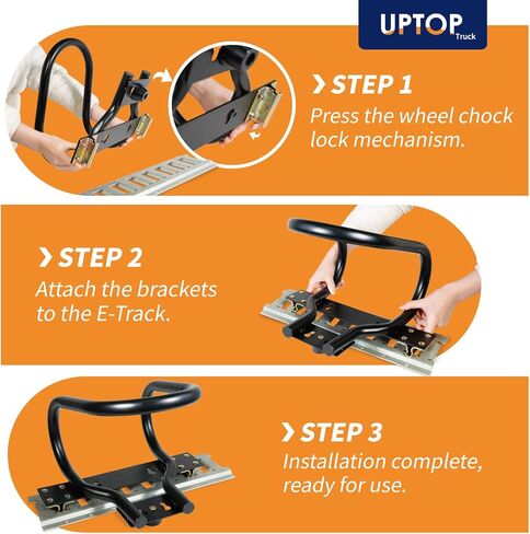 UPTOP Motorcycle Wheel Chock Steel for E-Track/X-Track System, Fits Up to 7" Wide Tires in Kuwait