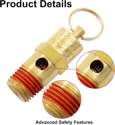 1/4 Inch NPT 175 PSI Brass Air Pressure Relief Safety Valve - Heavy Duty Brass, Corrosion Resistant, Automatic Pressure Release for Air Systems, Fits Standard 1/4 Inch Ports in Saudi Arabia