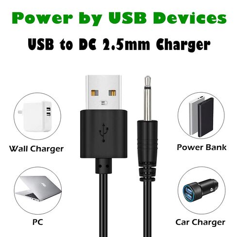 2 حزمة كابل شحن DC بديل بطول 2.7 قدم، محول سلك شاحن سريع USB إلى DC 2.5 مم - 2.5 مم (هذا ليس مقبس أسطواني) in Kuwait
