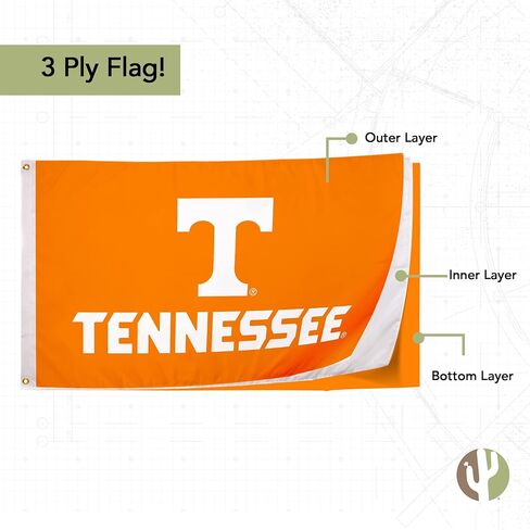 Desert Cactus University of Tennessee Flag Double Sided UT Knoxville Volunteers Vols Banners 100% Polyester Indoor Outdoor 3x5 feet Flags (Double Sided - Flag 2) in Kuwait