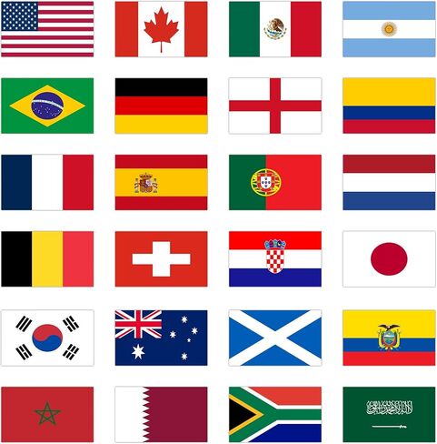 أعلام كأس العالم لكرة القدم 2026، 5x3 قدم، أعلام 48 دولة لديكورات كأس العالم، أعلام مزدوجة الجوانب للنوادي، حديقة الفندق، ملاعب ديكور الشارع (مجموعة 2-48 علم) in Kuwait