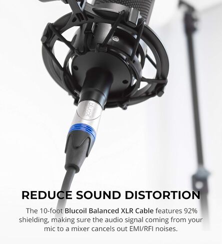 Blucoil Audio 10-FT Balanced XLR Cable with 24 AWG Copper Wire and PVC Jacket - 3-Pin Male to Female Microphone Cord for Audio Interfaces, Mixers, Preamps, and Recorders in Saudi Arabia