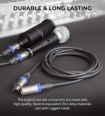 Blucoil Audio 10-FT Balanced XLR Cable with 24 AWG Copper Wire and PVC Jacket - 3-Pin Male to Female Microphone Cord for Audio Interfaces, Mixers, Preamps, and Recorders in Saudi Arabia
