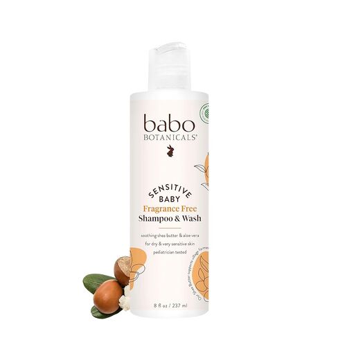 Babo Botanicals Sensitive Baby Fragrance-Free 2-in-1 Shampoo & Wash - with Shea Butter, Calendula & Aloe Vera - EWG Verified, Cruelty-Free & Vegan - Pediatrician Tested - 8 fl. oz. in Saudi Arabia