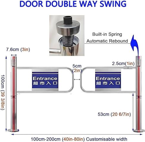 Heavy-Duty Spring-Loaded Swing Automatic Closing Door for Supermarket Warehouses and Shops, 150x100cm in Kuwait