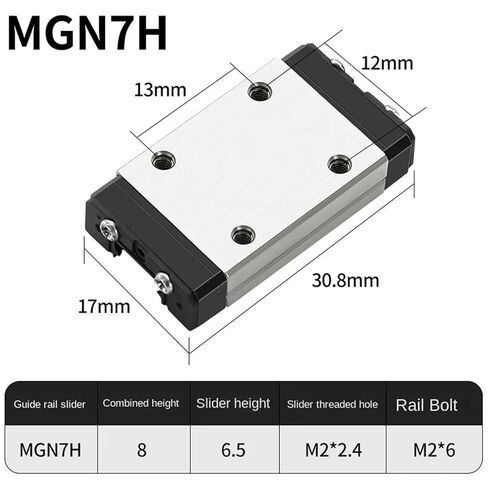 MGN7H 100 مم - 800 مم 1 * قضيب توجيه مصغر + 1 قطعة كتلة منزلق (100 مم) in Kuwait