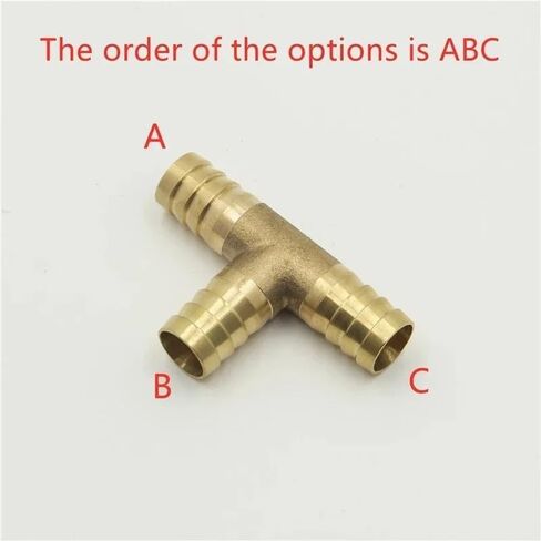 1pc 4mm 5mm 6mm 8mm 10mm 12mm 14mm 16mm Tee Type Reducing Hose Brass Barbed Tube Pipe Fitting Reducer Coupler Connector (OD 4-4-4) Plumbing Fittings in Kuwait