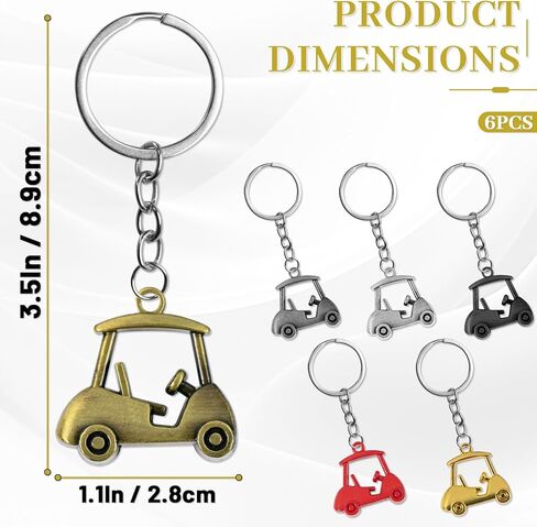 6 PCS Golf Cart Keychain, Zinc Alloy Golf-Cart Key chains, Golf Keychains for Men Golf-Themed Souvenirs for Players in Kuwait