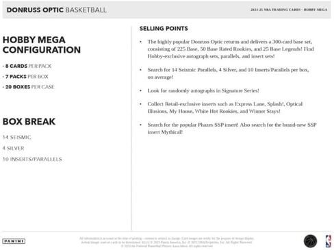 2024-25 Panini Donruss Optic Basketball Hobby Mega Box in Kuwait