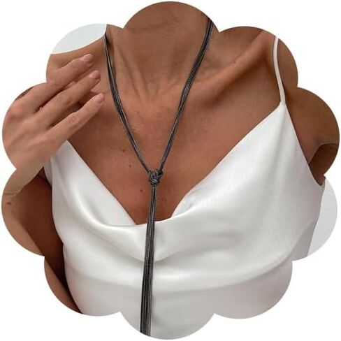 CJIAYUJEW Long Necklace Gold|Silver Plated Long Necklace Dainty Personalized Minimalist Long Chain Tassel Y Necklace Statement Long Stacked Necklace Chain Jewelry in Saudi Arabia