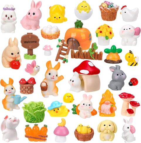 42 Pcs Mini Resin Animals 42 Styles Resin Animals Figurines Bulk for Fairy Garden Miniature Dollhouse Accessories Hide Crafts Decor in Kuwait