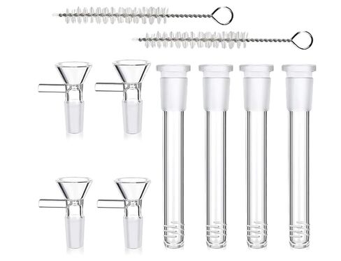 Borosilicate Glass Lab Kit, 10 Pieces, 14mm Threaded Adapter, 4 Funnels, Glass Tubes, 2 Cleaning Brushes in Kuwait