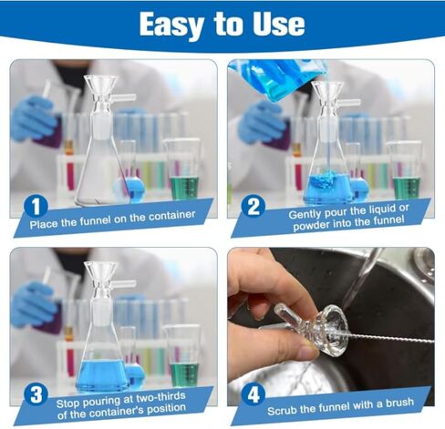 Borosilicate Glass Lab Kit, 10 Pieces, 14mm Threaded Adapter, 4 Funnels, Glass Tubes, 2 Cleaning Brushes in Kuwait
