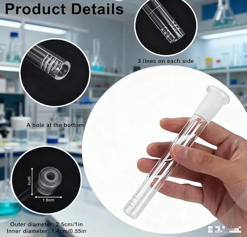 Borosilicate Glass Lab Kit, 10 Pieces, 14mm Threaded Adapter, 4 Funnels, Glass Tubes, 2 Cleaning Brushes in Kuwait