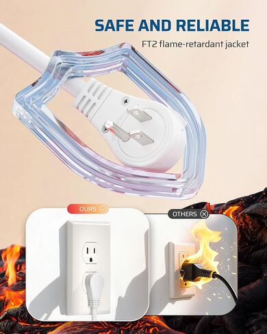 سلك تمديد مسطح دوار 360 درجة من DEWENWILS، شريط طاقة رفيع 3 شقوق، 16/3C 13A/125V/1625W، قابس دوار للمساحة الداخلية الضيقة، SJT-3، ETL مدرج، أبيض، عبوتان in Kuwait