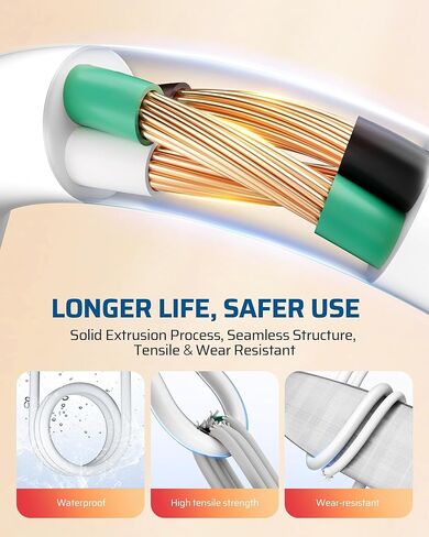 سلك تمديد مسطح دوار 360 درجة من DEWENWILS، شريط طاقة رفيع 3 شقوق، 16/3C 13A/125V/1625W، قابس دوار للمساحة الداخلية الضيقة، SJT-3، ETL مدرج، أبيض، عبوتان in Kuwait