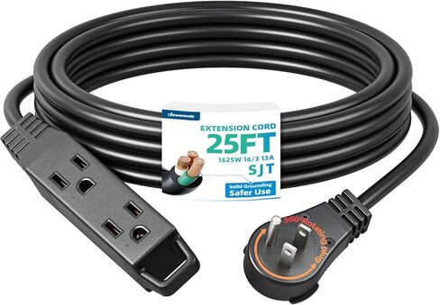 سلك تمديد مسطح دوار 360 درجة من DEWENWILS، شريط طاقة رفيع 3 شقوق، 16/3C 13A/125V/1625W، قابس دوار للمساحة الداخلية الضيقة، SJT-3، ETL مدرج، أبيض، عبوتان in Kuwait