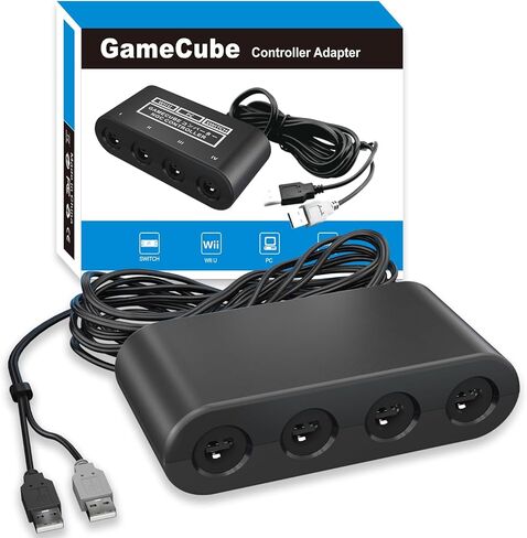 Gamecube Adapter for Nintendo Switch Gamecube Controller Adapter and WII U and PC, Super Smash Bros Gamecube Controller Adapter. Support Turbo and Vibration Features with 180cm Long Cable in Saudi Arabia