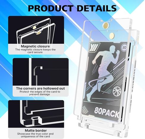 80 Pcs 130 Pt Acrylic Magnetic Card Holders, 2.5" x 3.5" One Touch Card Holder, Quick Access Design, Hard and Durable Magnetic Case, for Cards Collect, Storage and Display(80 pcs) in Saudi Arabia