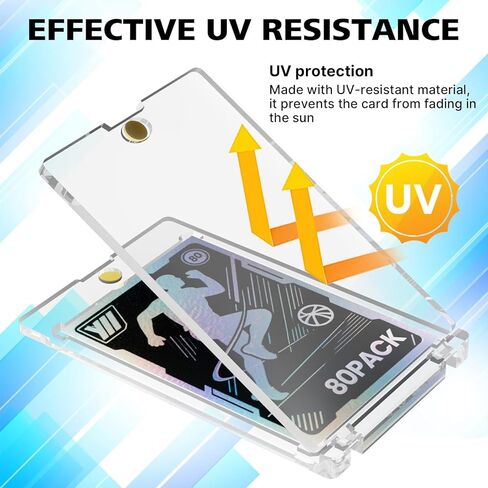 80 Pcs 130 Pt Acrylic Magnetic Card Holders, 2.5" x 3.5" One Touch Card Holder, Quick Access Design, Hard and Durable Magnetic Case, for Cards Collect, Storage and Display(80 pcs) in Saudi Arabia