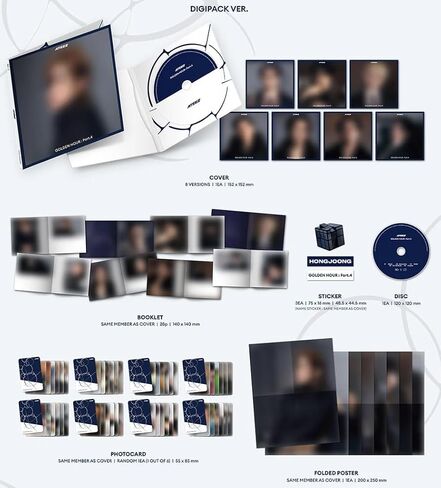 ATEEZ GOLDEN HOUR Part.4 Album Digipack [SAN Ver.] Cover + CD + Photocard + Booklet + Sticker + Folded Poster (Adrenaline) in Kuwait