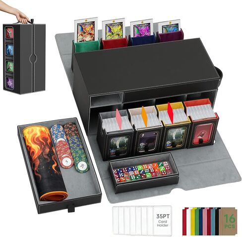 Brobear Commander Deck Box for MTG, 10 IN 1 Card Deck Box with 8 Deck Box Holds 800+ Double-Sleeved Cards, Card Storage Box for MTG with 2 Dice Trays & Display Window for TCG, EDH (Colorful) in Kuwait