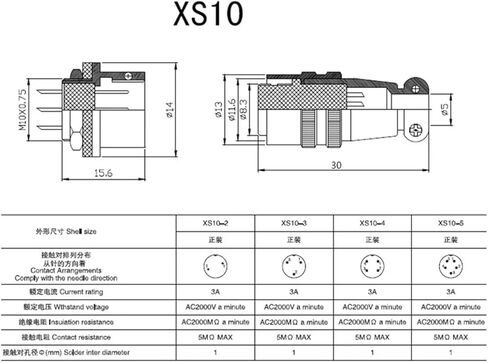XS8 XS9 XS10 Push-Pull Circular Quick Connector 2pin Gold-Plated Contacts Male and Female(XS10-5R) in Saudi Arabia