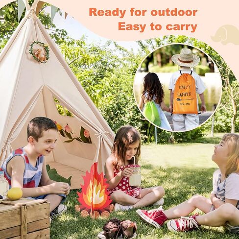 Tiny Land Kids-Teepee-Tent مع Lights & Campfire Toy & Carry Case ، خيمة طبيعية للقطن الصغير-خيمة قابلة للطي قابلة للغسل للأطفال الخيمة الداخلية ، خيمة اللعب في الهواء الطلق للفتيات والفتيان in Saudi Arabia
