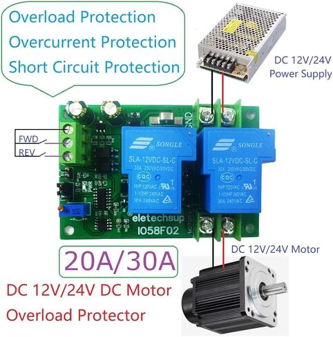 10A 20A 30A Brushed Motor Overload Overcurrent Short Circuit Protector Forward Reverse (12V 20A only board) in Saudi Arabia