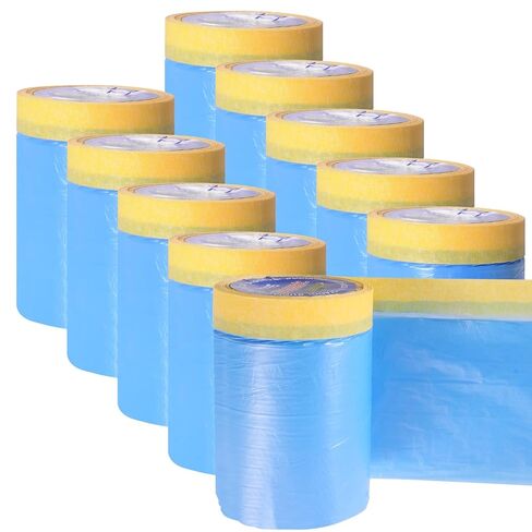 10 لفات من أفلام الإخفاء المسجلة مسبقًا، 55 سم × 20 مترًا من البلاستيك الثابت HDPE الأزرق لطلاء السيارات وديكور المنزل والمشروعات الفنية، بدون بقايا in Kuwait