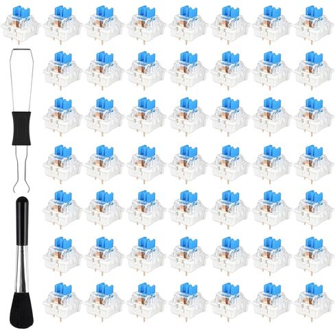 50Pcs Keyboard Clicker,Mechanical Keyboard Switches,3 Pin Clicky Switches with Brush and Key Puller,Clickers for 3D Prints,Dustproof,Keyboard Keys for Mechanical Gaming Keyboards,Typing in Kuwait