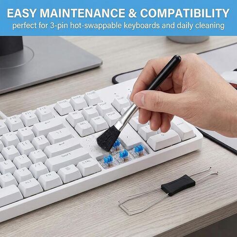 50Pcs Keyboard Clicker,Mechanical Keyboard Switches,3 Pin Clicky Switches with Brush and Key Puller,Clickers for 3D Prints,Dustproof,Keyboard Keys for Mechanical Gaming Keyboards,Typing in Kuwait
