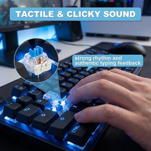 50Pcs Keyboard Clicker,Mechanical Keyboard Switches,3 Pin Clicky Switches with Brush and Key Puller,Clickers for 3D Prints,Dustproof,Keyboard Keys for Mechanical Gaming Keyboards,Typing in Kuwait
