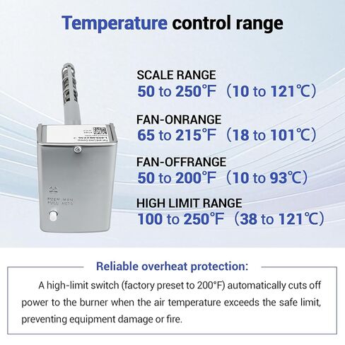 L4064B2236 وحدة تحكم في المروحة والحد، إدخال 8 بوصة، حد عالٍ 100-250 درجة فهرنهايت، متوافق مع مروحة هانيويل ريزيديو L4064B2236 وأوعية أنثى للتحكم في الحد لموصلات علم ذكر 1/4 بوصة in Kuwait