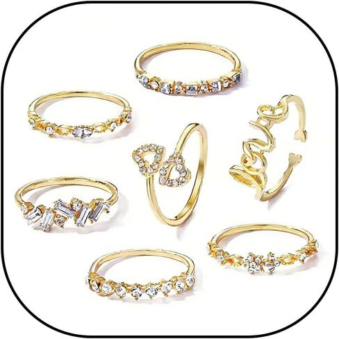 Gold Stackable Rings for Women Trendy Stuff Birthday Christmas Gifts 2025 Stocking Stuffers Simple Star Moon Heart Knuckle Ring Set Boho Cute Stuff Gold Ring Pack Jewelry in Saudi Arabia