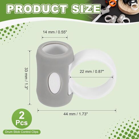 MECCANIXITY 2 Pcs Drum Stick Control Clips, Silicone Control Clip Finger Ring Drum Sticks Drumming Accessories for Drummer Beginners Practice Fits 5A Drumsticks, Gray-White in Saudi Arabia