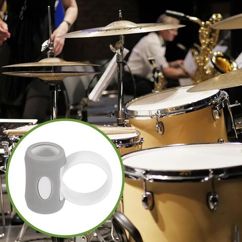 MECCANIXITY 2 Pcs Drum Stick Control Clips, Silicone Control Clip Finger Ring Drum Sticks Drumming Accessories for Drummer Beginners Practice Fits 5A Drumsticks, Gray-White in Saudi Arabia