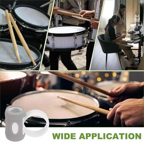 MECCANIXITY 2 Pcs Drum Stick Control Clips, Silicone Control Clip Finger Ring Drum Sticks Drumming Accessories for Drummer Beginners Practice Fits 5A Drumsticks, Gray-White in Saudi Arabia