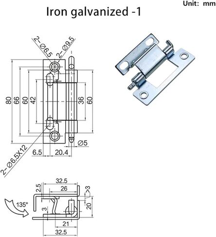 Industrial Detachable Concealed Iron Galvanized Hinges Industrial Electrical Machinery Equipment Box Cabinet Hinges 1Pcs(Iron-1) in Saudi Arabia