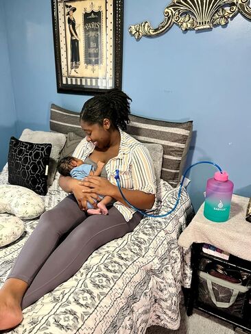 Hands-Free Water Bottle with 47" Long Straw - 2.2L BPA-Free Water Jug for Pregnant, Breastfeeding & Postpartum. in Kuwait