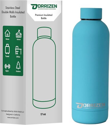 17oz Stainless Steel Insulated Water Bottle – Narrow Mouth Sports Flask, Double Wall Vacuum Travel Flask, Leak-Proof Reusable BPA-Free Cold & Hot Drink Bottle for Gym (Misty Blue) in Saudi Arabia