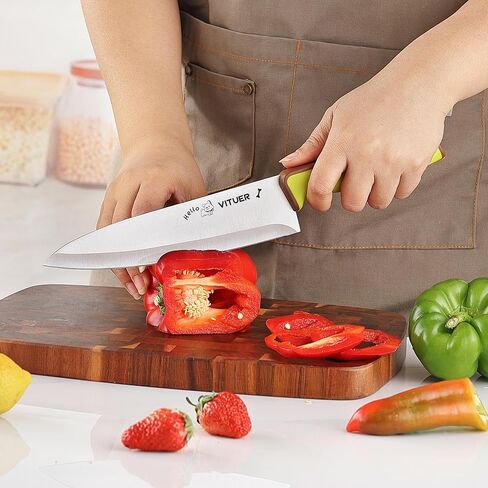 Knife Set, Vituer 7PCS Stainless Steel Kitchen Knife Block Set, Dishwasher Safe (Stylish Animal Characters) in Kuwait