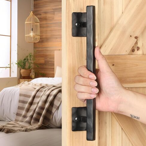 مقابض باب الحظيرة الريفية للباب المنزلق، مقبض سحب ذو تصميم كبير مقاس 12 بوصة، من أجل باب الحظيرة المنزلق بنفسك، البوابة، السقيفة، المرآب | مادة معدنية صلبة، أسود غير لامع in Kuwait