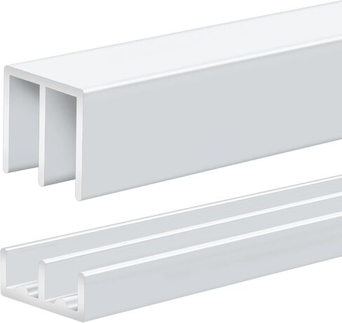 Landical 2 Set 4 ft Black Aluminum Sliding Door Track Set for 1/4" Panels, Top and Bottom Closet Door Metal Track for Cabinet, Showcase, Glass or Wood Sliding Doors in Kuwait
