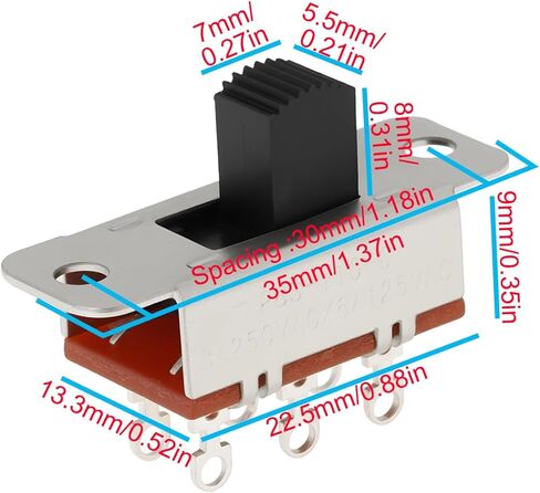 eMagTech 2Pcs 6Pin Slide Switch 8mm 2-Position Instrument Switch PBS-110-C 3A/250V Compatible with Jazzmaster 22.5x9x13.3mm in Kuwait