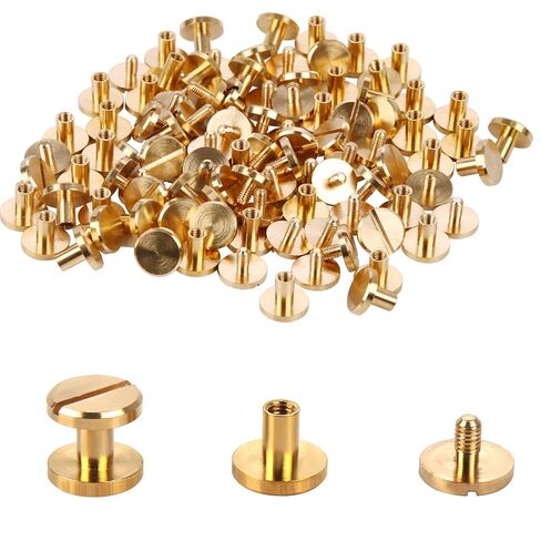 Chicago Binding Screws - 4mm x 30mm Binding Posts - 10mm Phillips Nut - Chicago Screw Binding Post Screw Kit for DIY Leather Decoration Scrapbook Photo Albums (Brass, 25 PCS) in Saudi Arabia