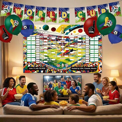 ملصق جدول كأس العالم لكرة القدم 2026 مقاس 38 بوصة × 58 بوصة، لافتة كرة قدم لكرة القدم، ديكور حائط معلق ليوم الألعاب الرياضية، لوازم حفلات النادي الرياضي، ديكور حائط معلق ليوم الألعاب الرياضية لمحبي كرة القدم، مجموعة ديكورات الحفلات in Kuwait